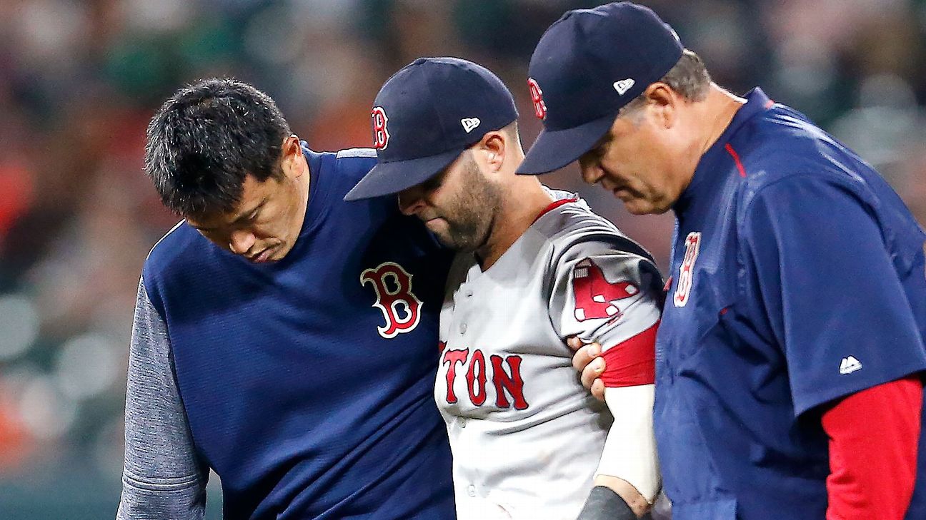 Dustin Pedroia visits Red Sox in recovery from latest knee surgery