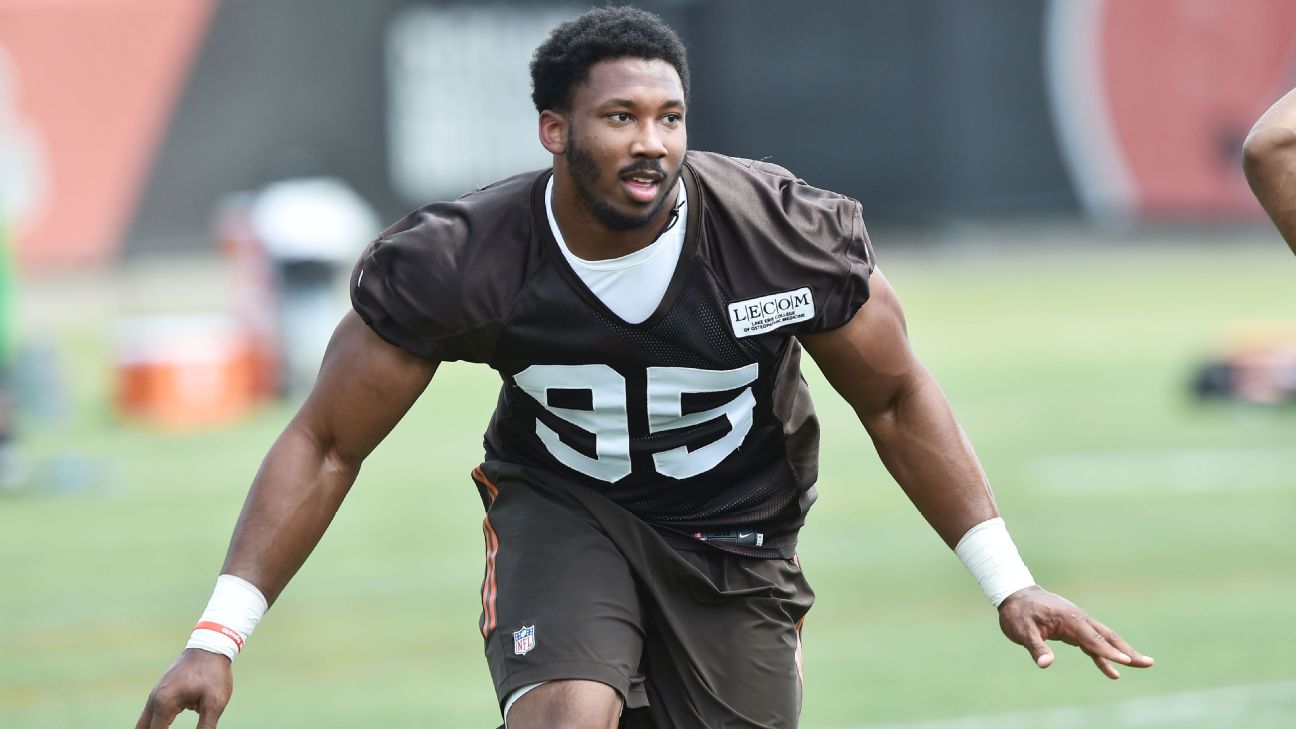 Cleveland Browns defensive end Myles Garrett has high ankle sprain