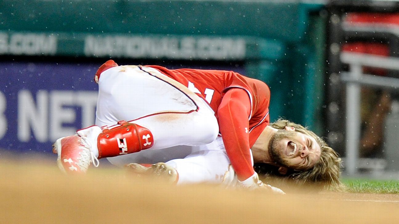 Bryce Harper of Washington Nationals out indefinitely; no ligament tear  from baserunning injury - ESPN