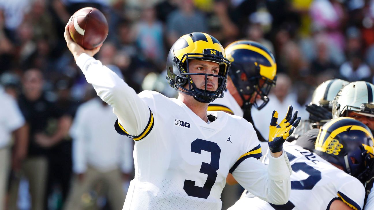 Michigan QB Wilton Speight out 'multiple weeks' with cracked vertebrae 