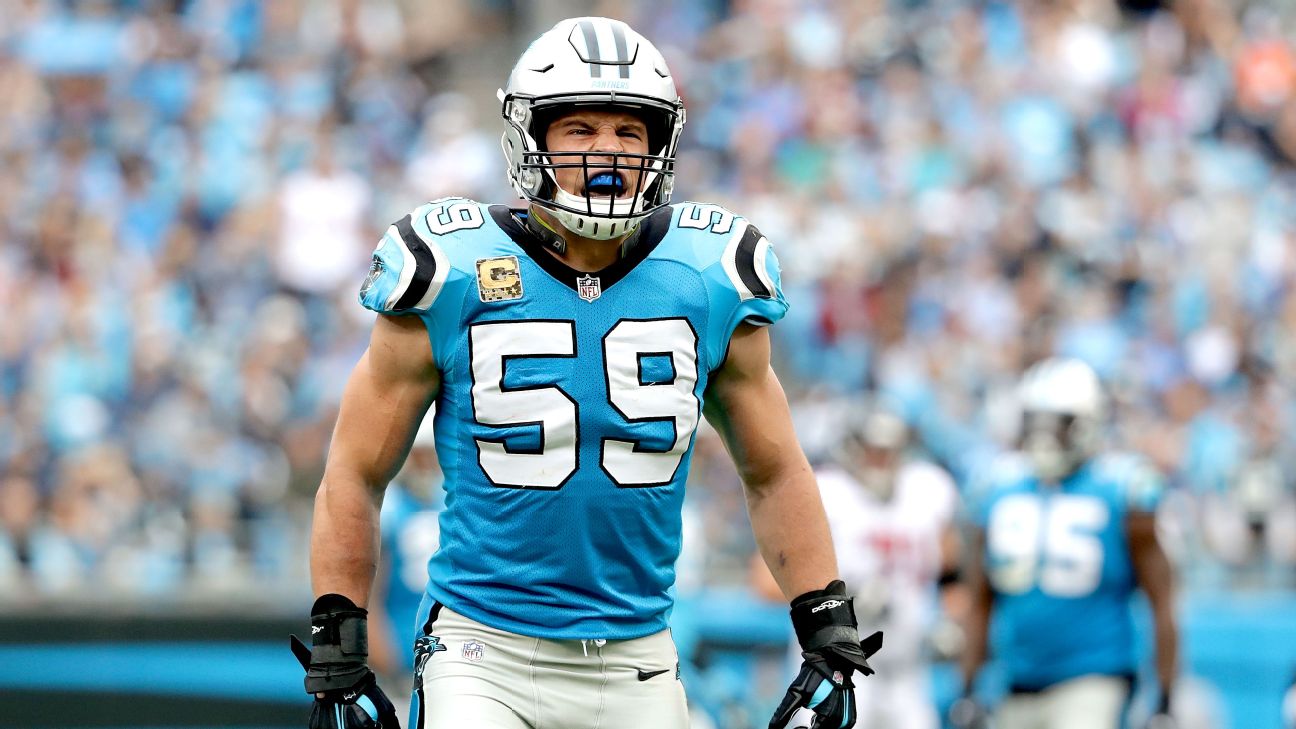 Former Carolina LB Luke Kuechly stops by Bills Camp