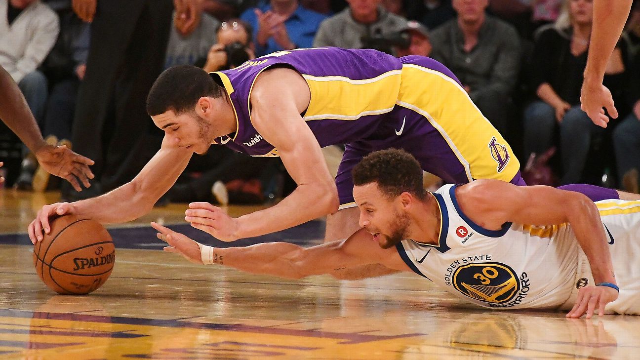 Lonzo Ball ended his first day as a Laker by throwing out the