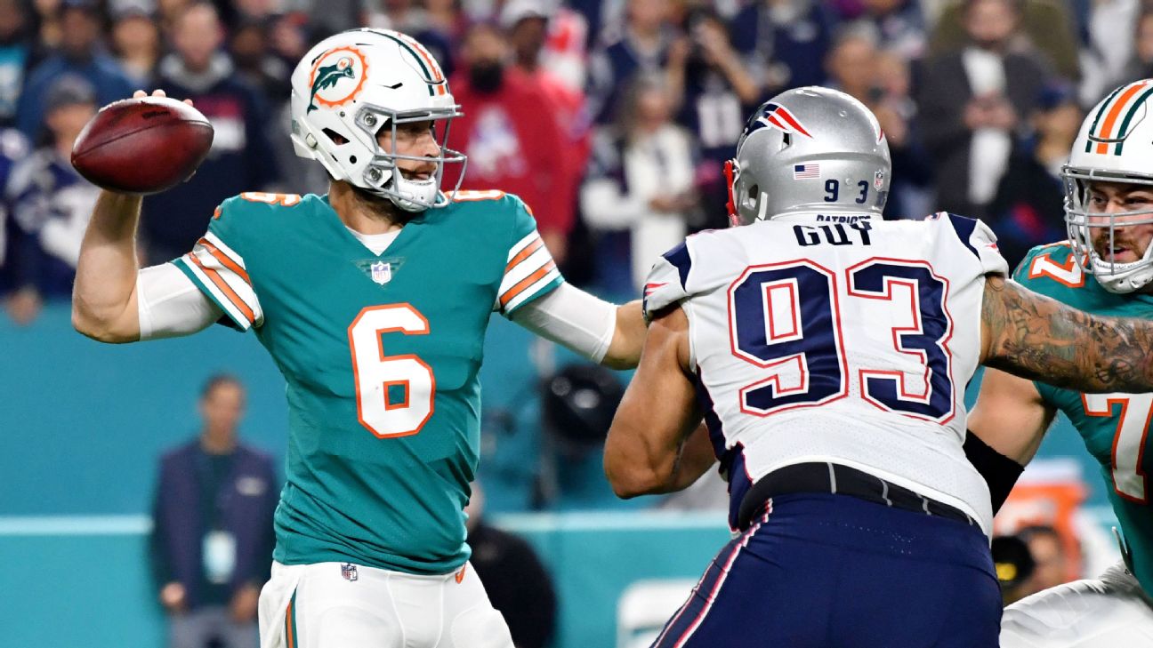 Miami Dolphins quarterback Jay Cutler (6) during the NFL football