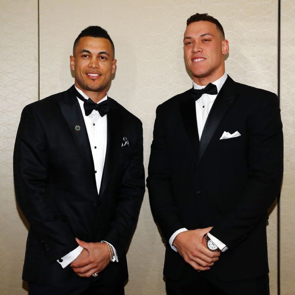 Yanks' Giancarlo Stanton, Aaron Judge appear together at banquet