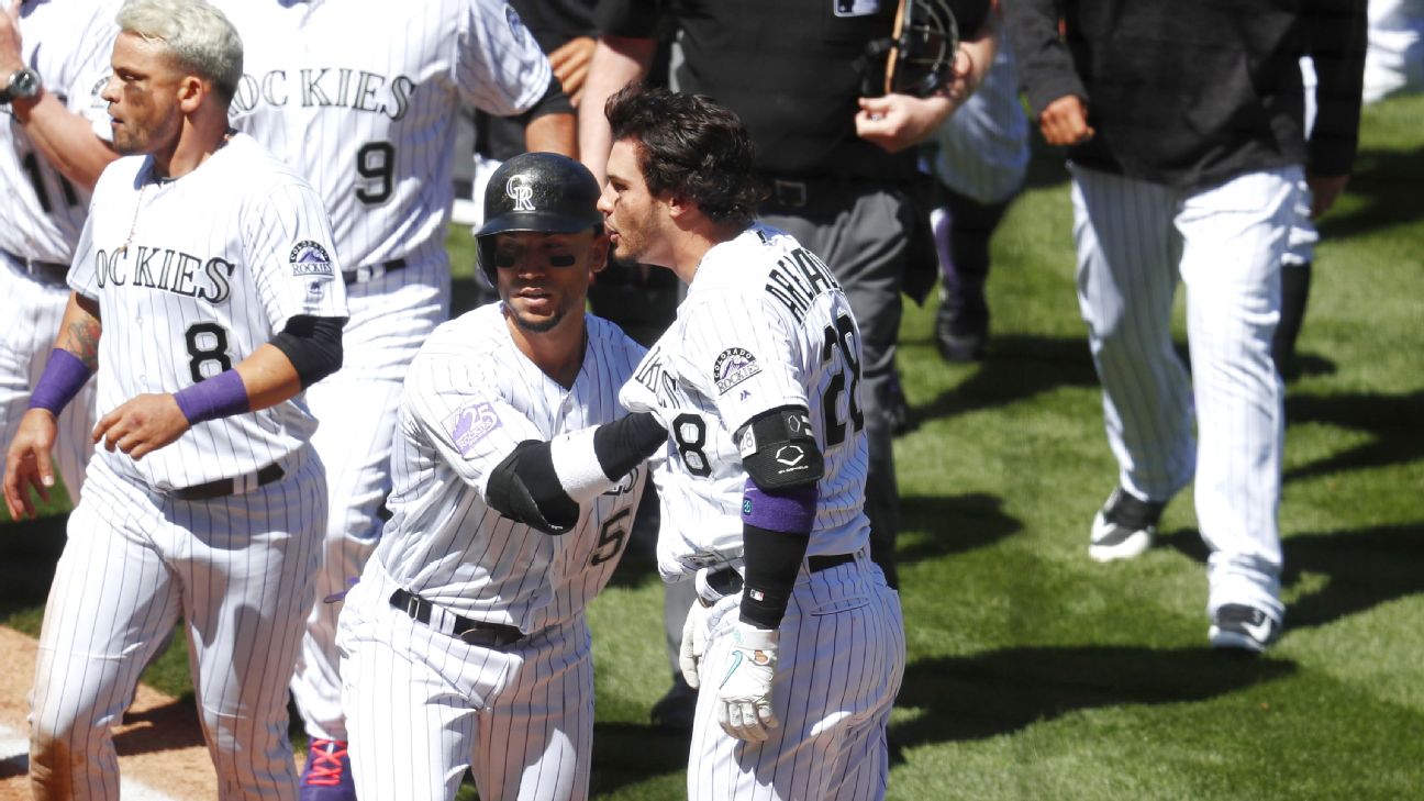 Nolan Arenado hits three homers in Rockies' 18-4 rout of Padres