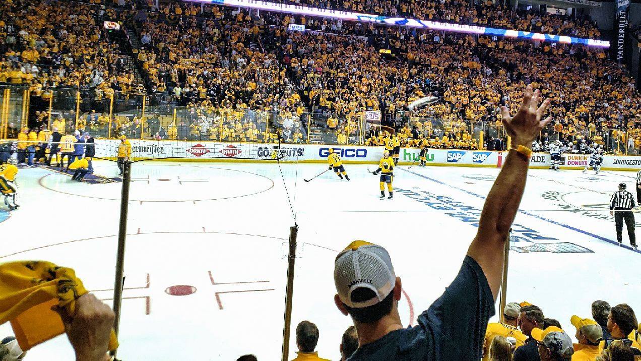 See all the catfish on the ice before and during Predators' Game 3 win in  Nashville