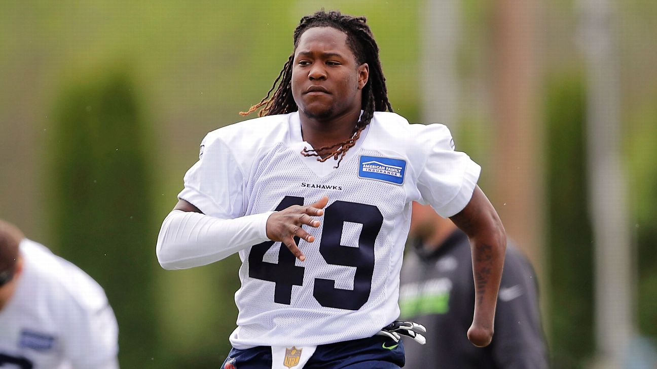 September 09, 2018: Seattle Seahawks linebacker Shaquem Griffin (49) during  the third quarter of an NFL matchup between the Seattle Seahawks and the  Denver Broncos at Broncos Stadium at Mile High Denver