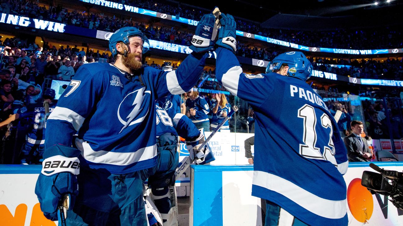 Cal Foote, Taylor Raddysh, Brayden Point and their Tampa Bay News Photo  - Getty Images