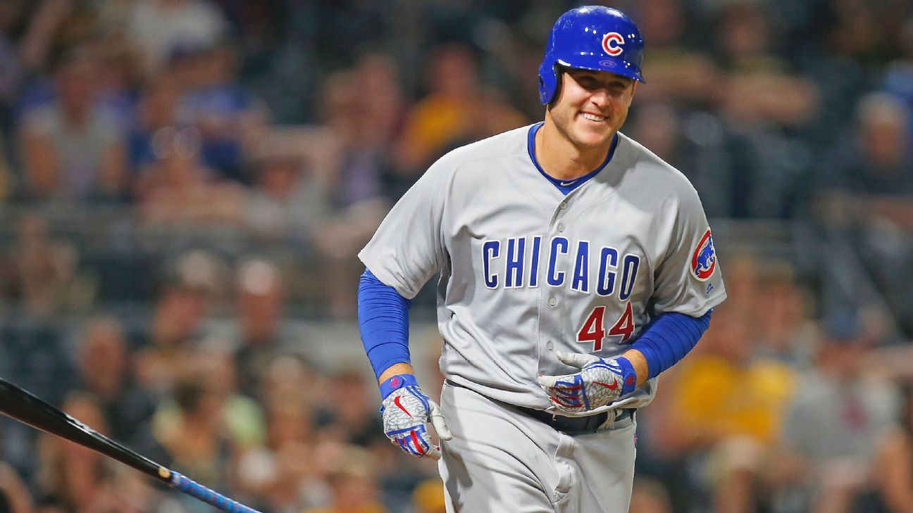 Anthony Rizzo 44 Chicago Cubs baseball player first baseman action