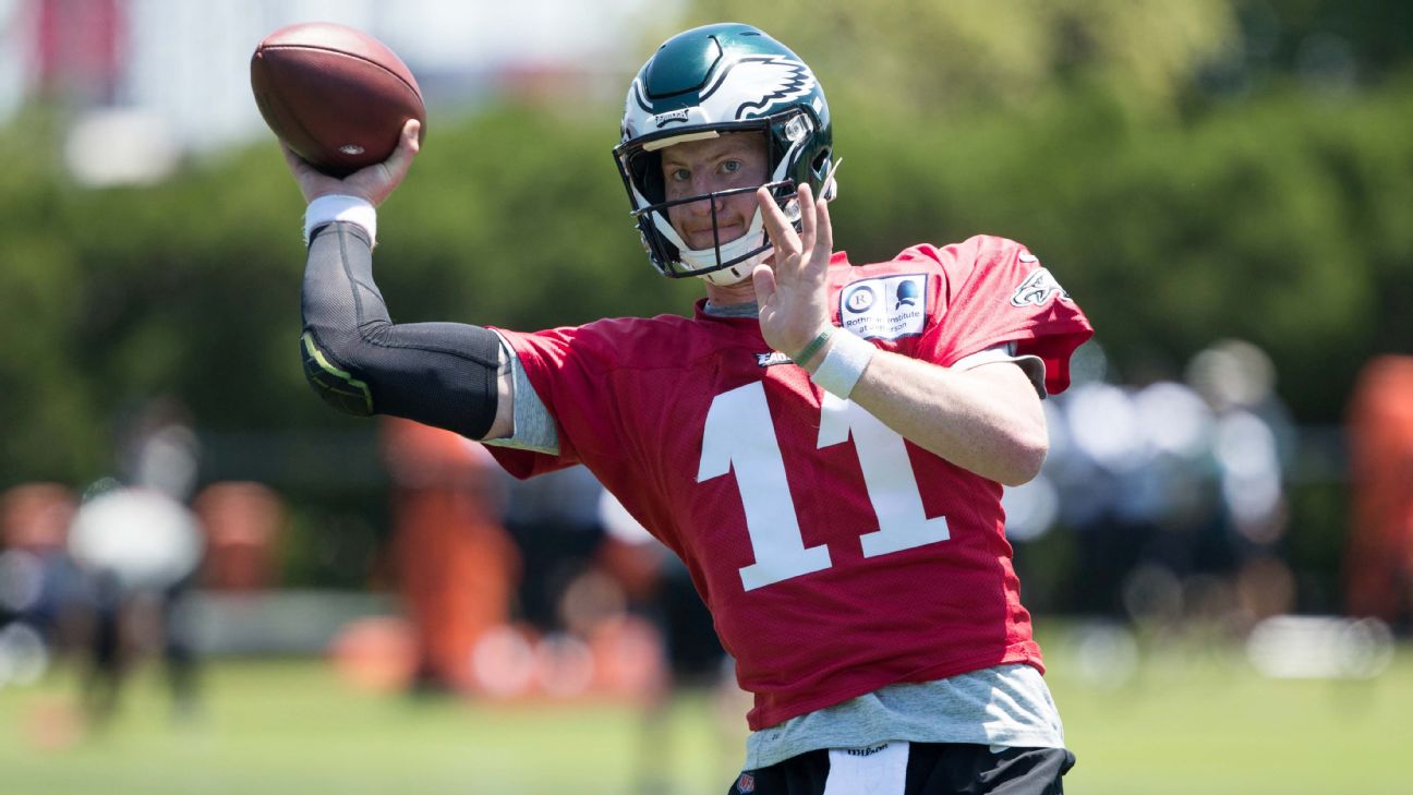 All eyes on Carson Wentz in first Commanders training camp