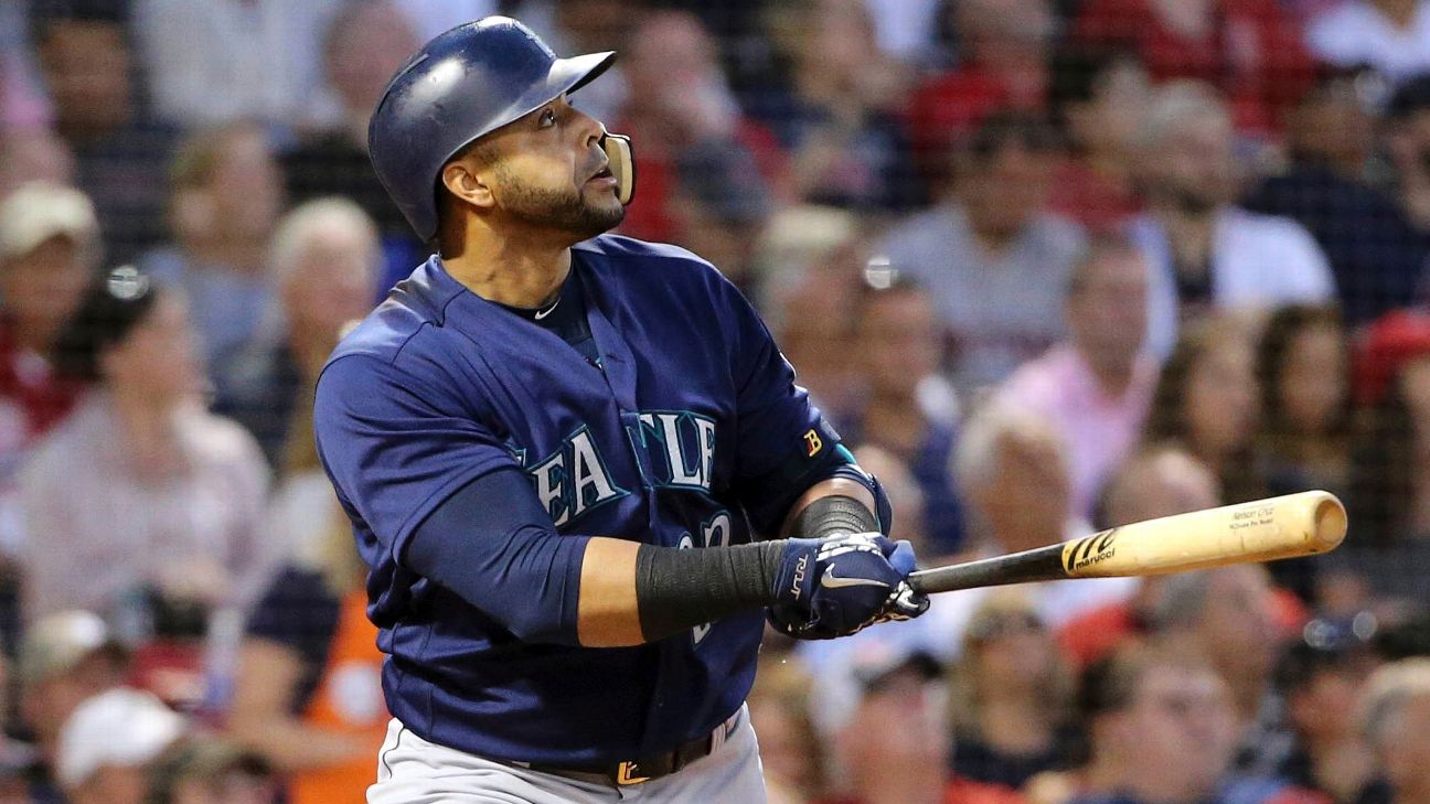 Seattle Mariners DH Nelson Cruz working out at first base