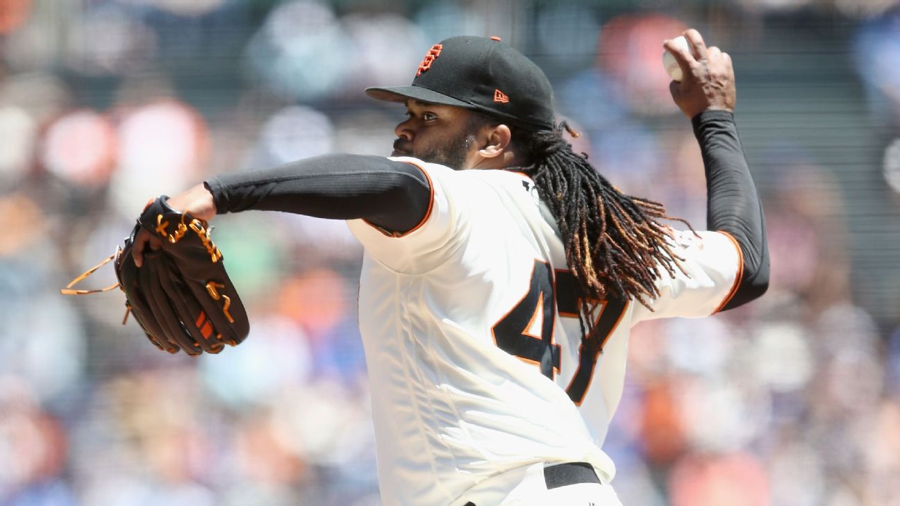 Giants pitcher Johnny Cueto on DL with elbow inflammation