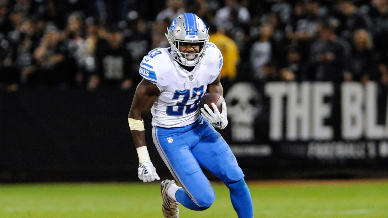 Detroit Lions' Kerryon Johnson out for Sunday's game vs. Rams