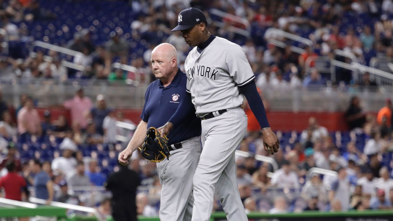 Yankees closer Chapman says knee issues gone - ABC7 New York