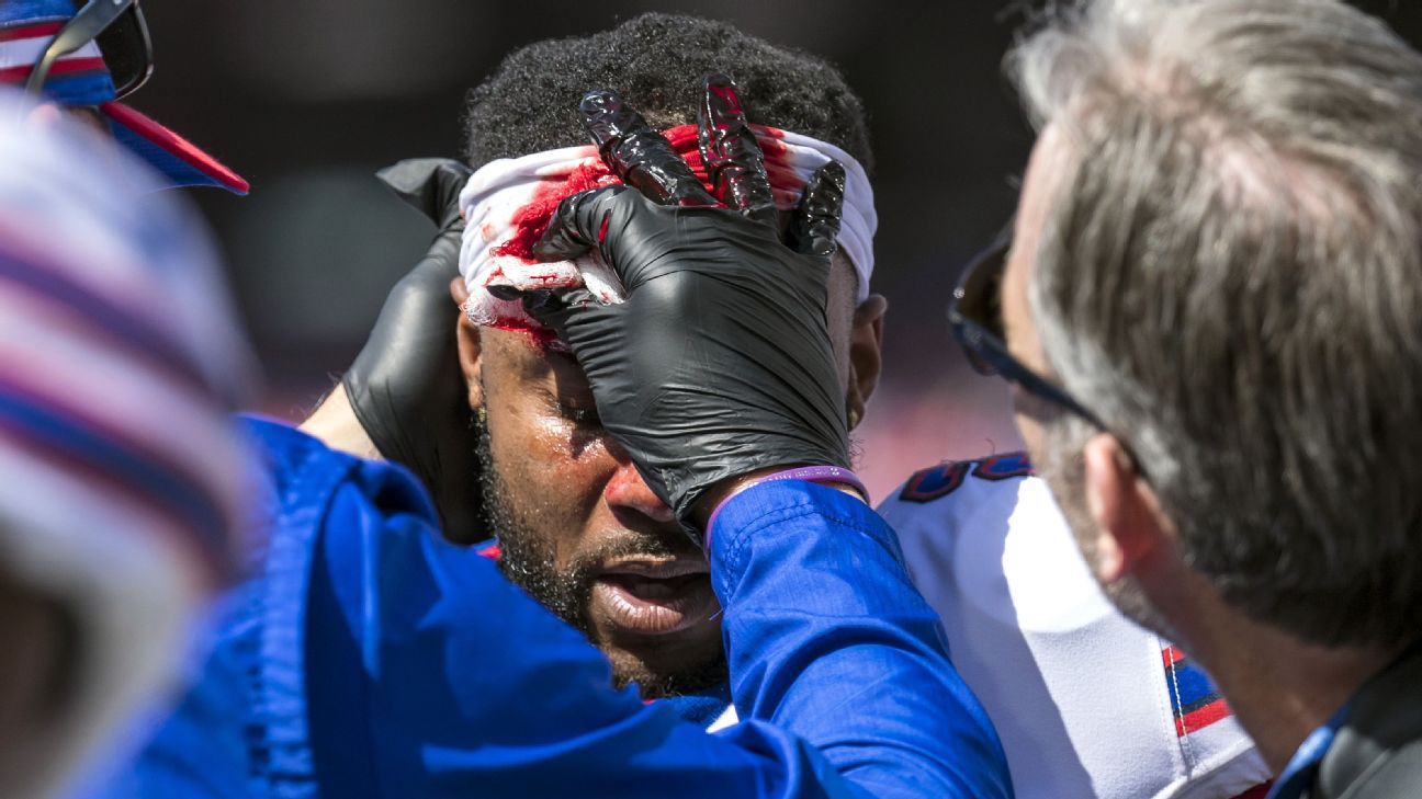 Buffalo Bills player Taiwan Jones left bloodied after gruesome tackle