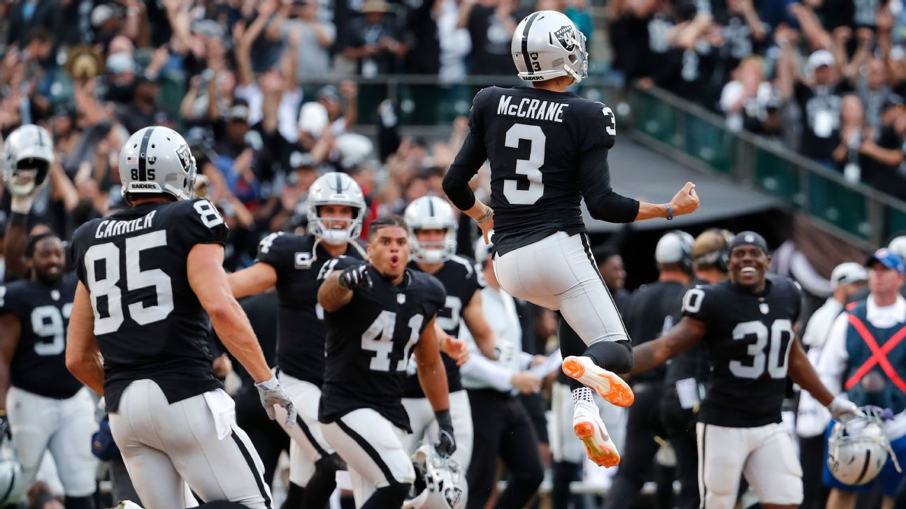 Raiders rally past Browns 45-42 in OT for 1st win for Gruden