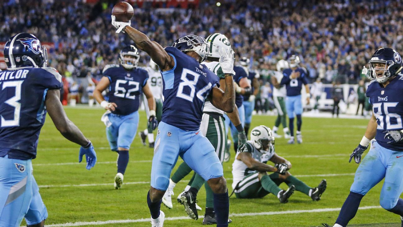 AFC wild-card game: Marcus Mariota's odd TD completion leads Tennessee  Titans comeback 