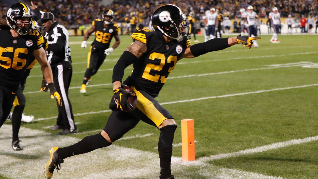 Pittsburgh Steelers cornerback Joe Haden (23) celebrates his