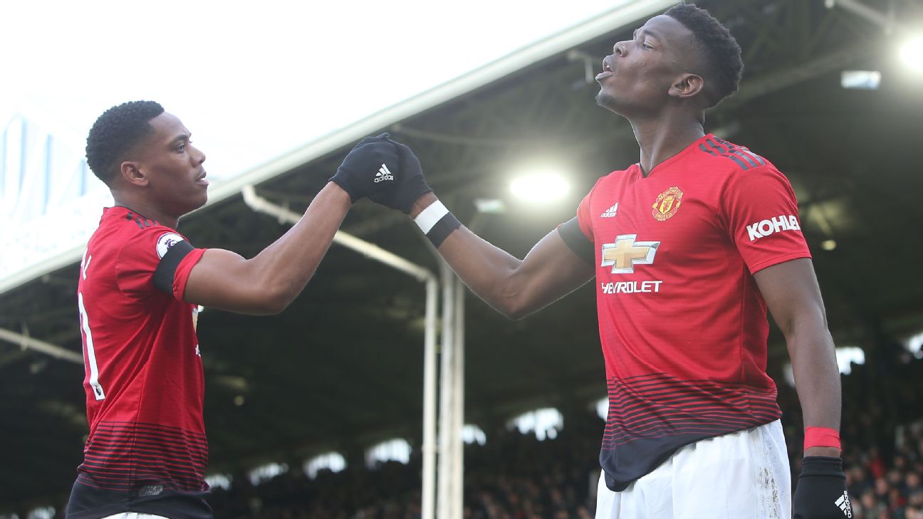 Four Manchester United players -- among them, Anthony Martial and Paul Pogba -- have scored 10+ goals in the 2018-19 Premier League season.