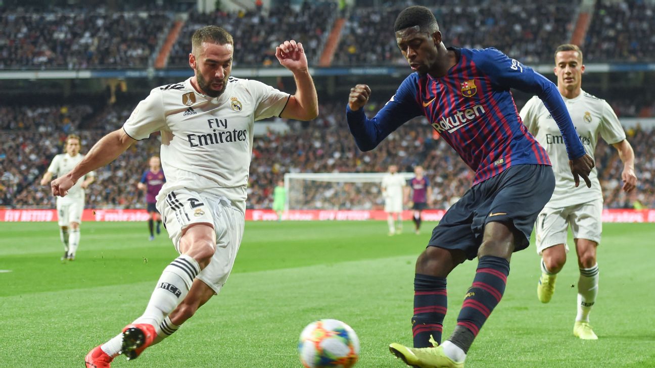 Dani Carvajal was given a rough ride by Ousmane Dembele who exposed him repeatedly up and down the right side. Dani Carvajal was given a rough ride by Ousmane Dembele who exposed him repeatedly up and down the right side.