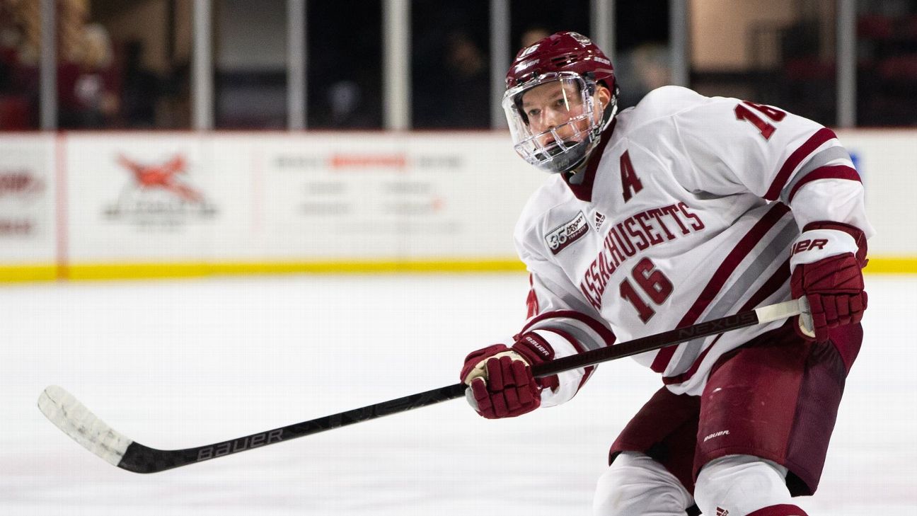 Men's Massachusetts Minutemen 2 Marc Del Gaizo Red Hockey Jersey