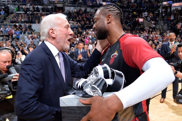 Spurs gift retiring Wade jerseys of franchise icons