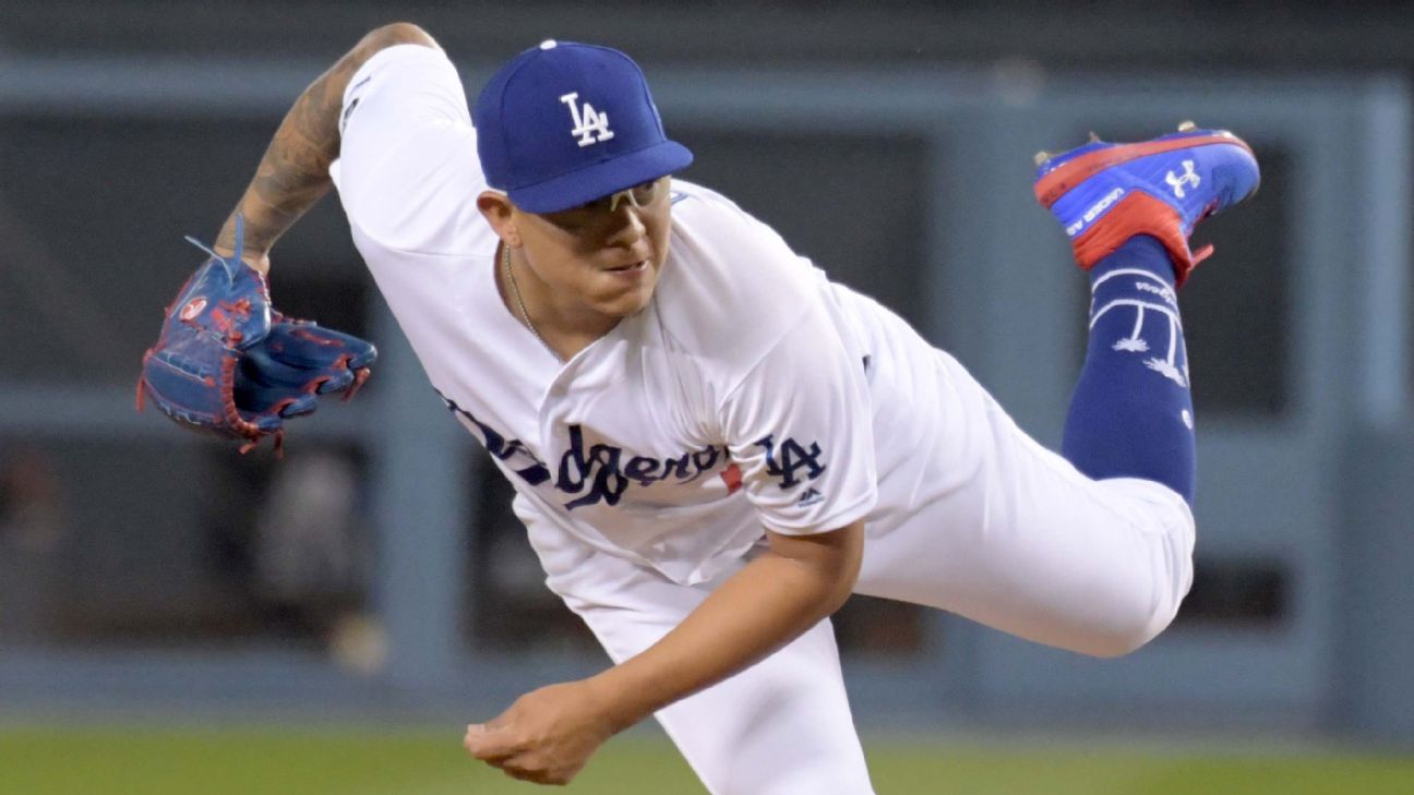 Julio Urias, the Mexican pitcher of the Dodgers, with tattoos out of series