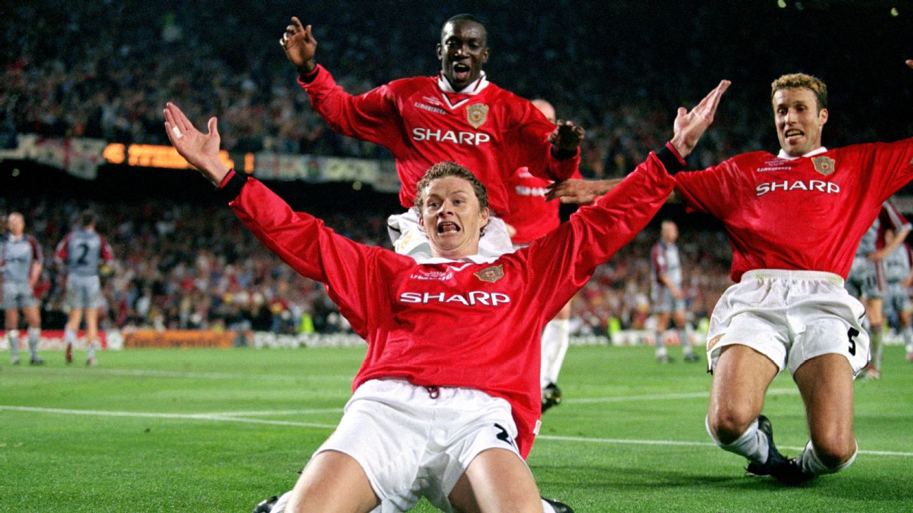 Ole Gunnar Solskjaer's injury-time goal in the 1999 final handed Man United their first and to this day only Treble.