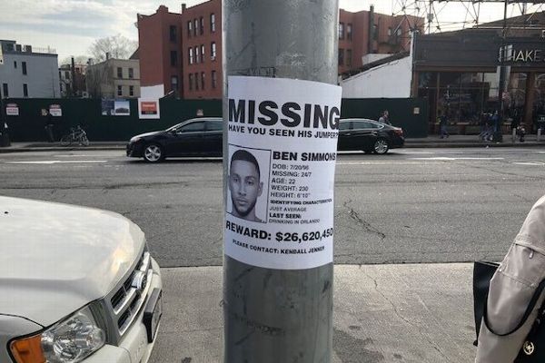 Missing: Ben Simmons jump shot” hanging outside of Barclays Center prior to  Game 3. : r/sixers