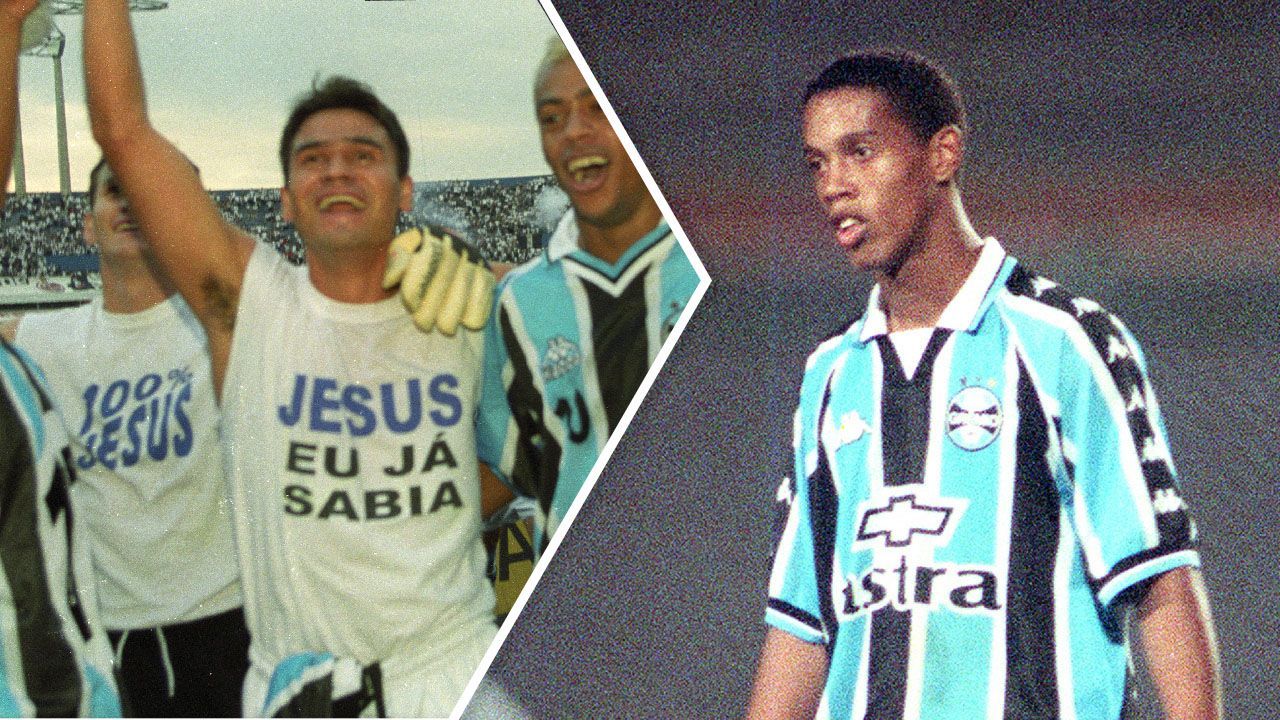 Ronaldinho faz golaço e promete torcida pelo Grêmio no Mundial