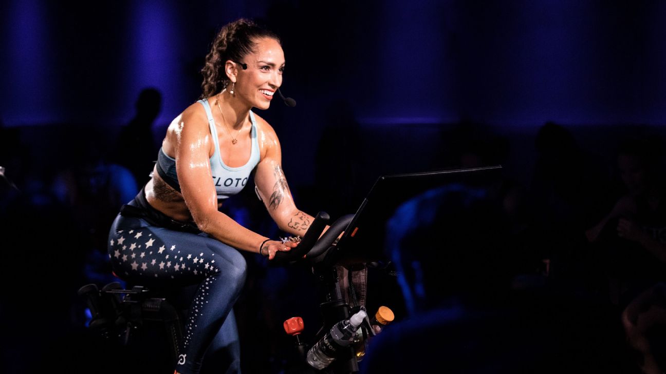 How Robin Arzon, a former non-athlete, became the face of fitness for  cycling superpower Peloton - ESPN