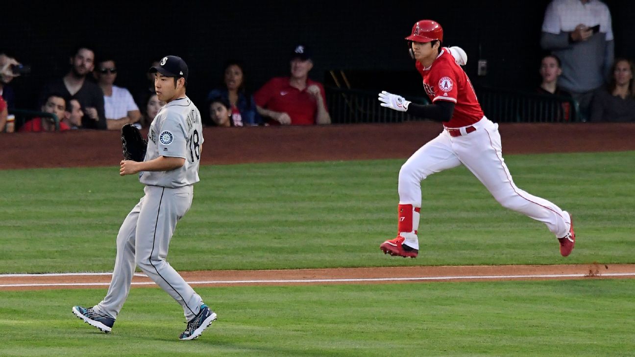 Angels' Shohei Ohtani homers off Yusei Kikuchi in first Major