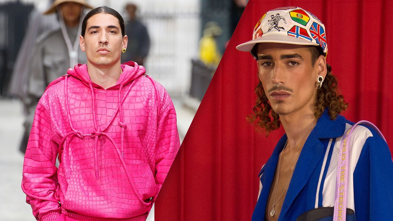 Hector Bellerin walks the Louis Vuitton catwalk at Paris Fashion