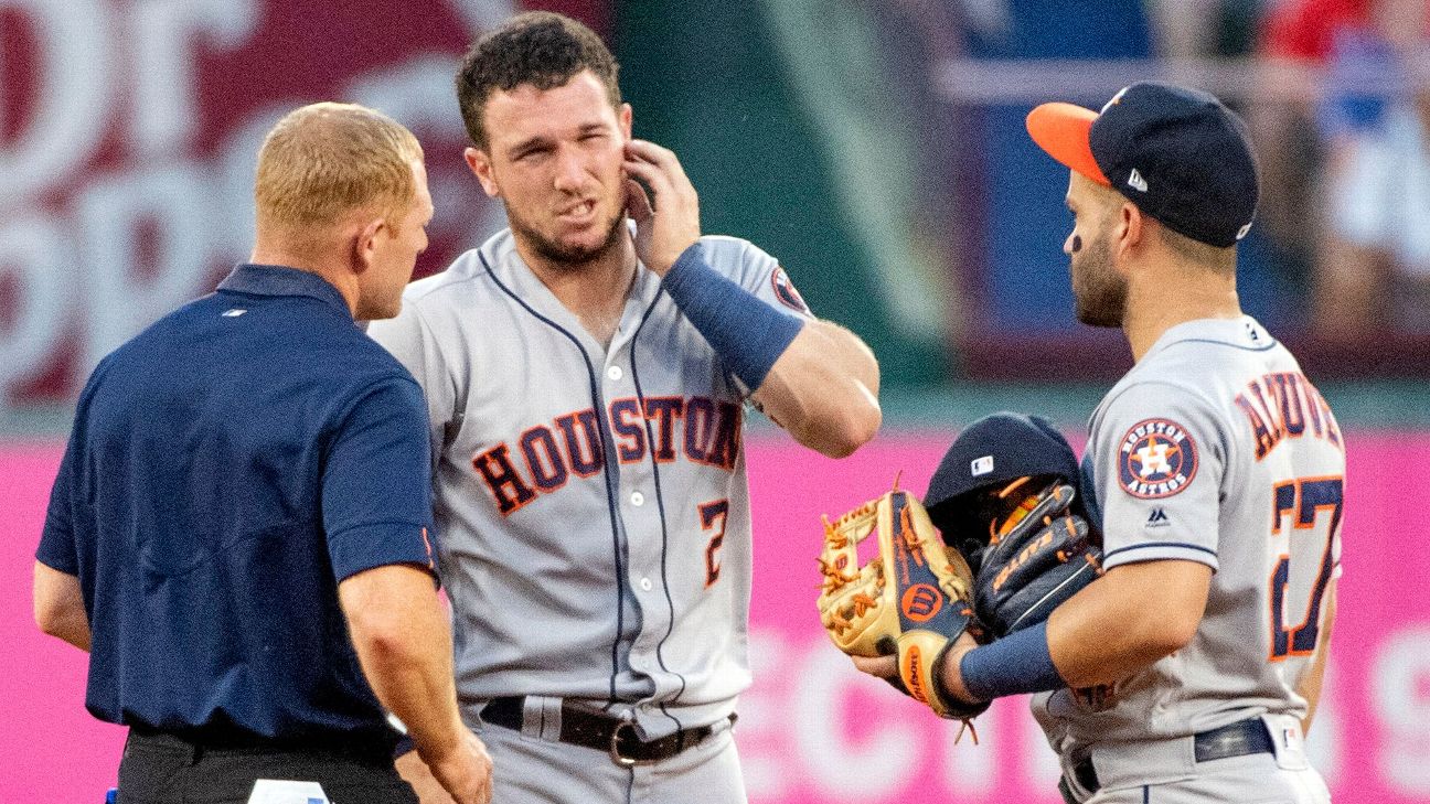 Alex Bregman of the Houston Astros takes infield practice before a