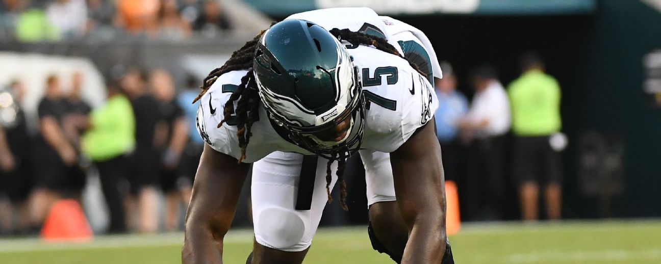 Philadelphia Eagles defensive end Josh Sweat (94) lines up for the snap  during an NFL Football game against the Houston Texans on Thursday,  November 3, 2022, in Houston. (AP Photo/Matt Patterson Stock