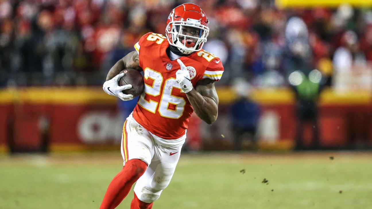 Kansas City Chiefs running back Damien Williams out of New England