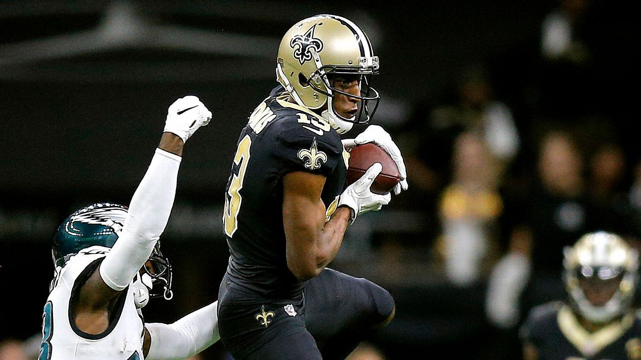 November 29, 2018: New Orleans Saints quarterback Drew Brees #9 passes to  New Orleans Saints wide receiver Michael Thomas #13 during a Thursday Night  Football NFL game between the New Orleans Saints