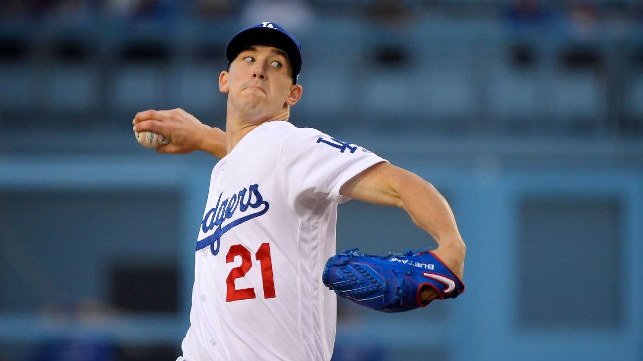 Dodgers' Walker Buehler heads to injured list because of blister on  throwing hand - ESPN