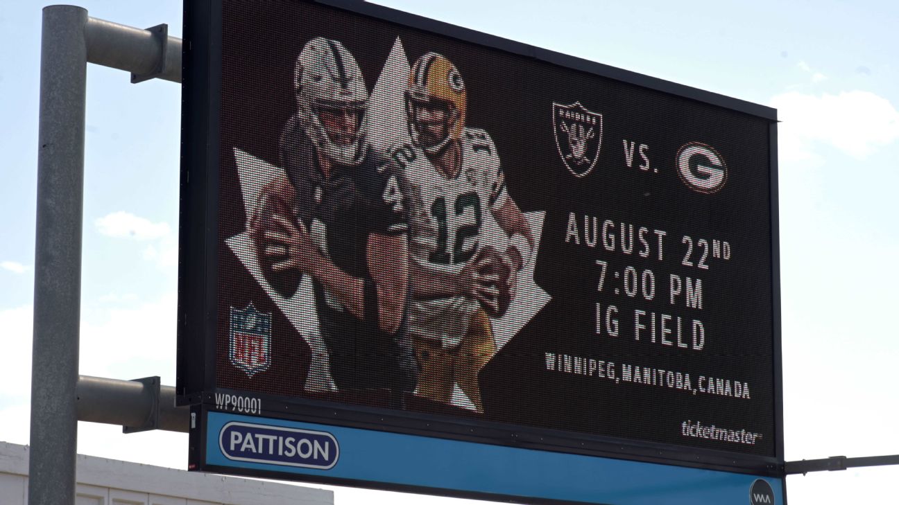 Tickets sales lag for Packers-Raiders preseason game in Winnipeg