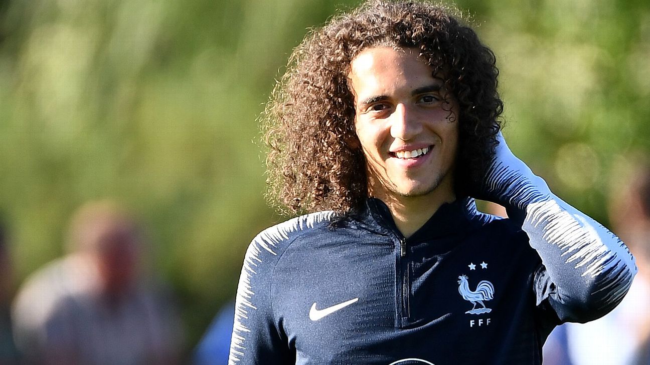 France's midfielder Matteo Guendouzi takes part in a training session