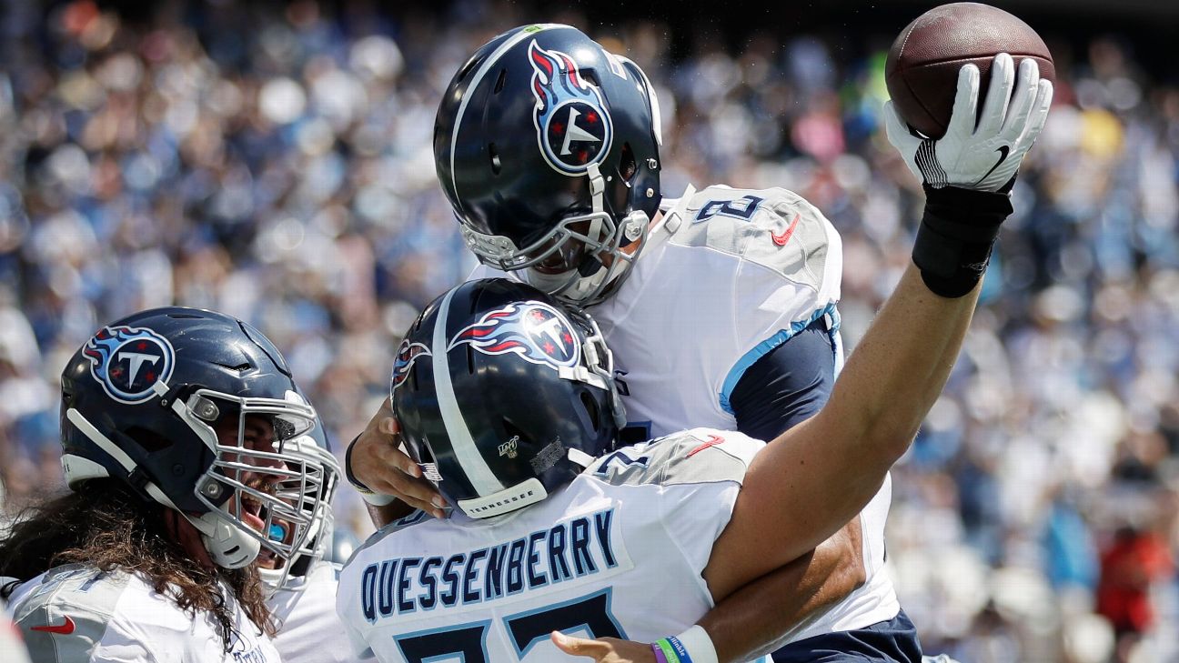 Feel good story of the day: Titans OL David Quessenberry, who battled  cancer for 3 years, catches TD