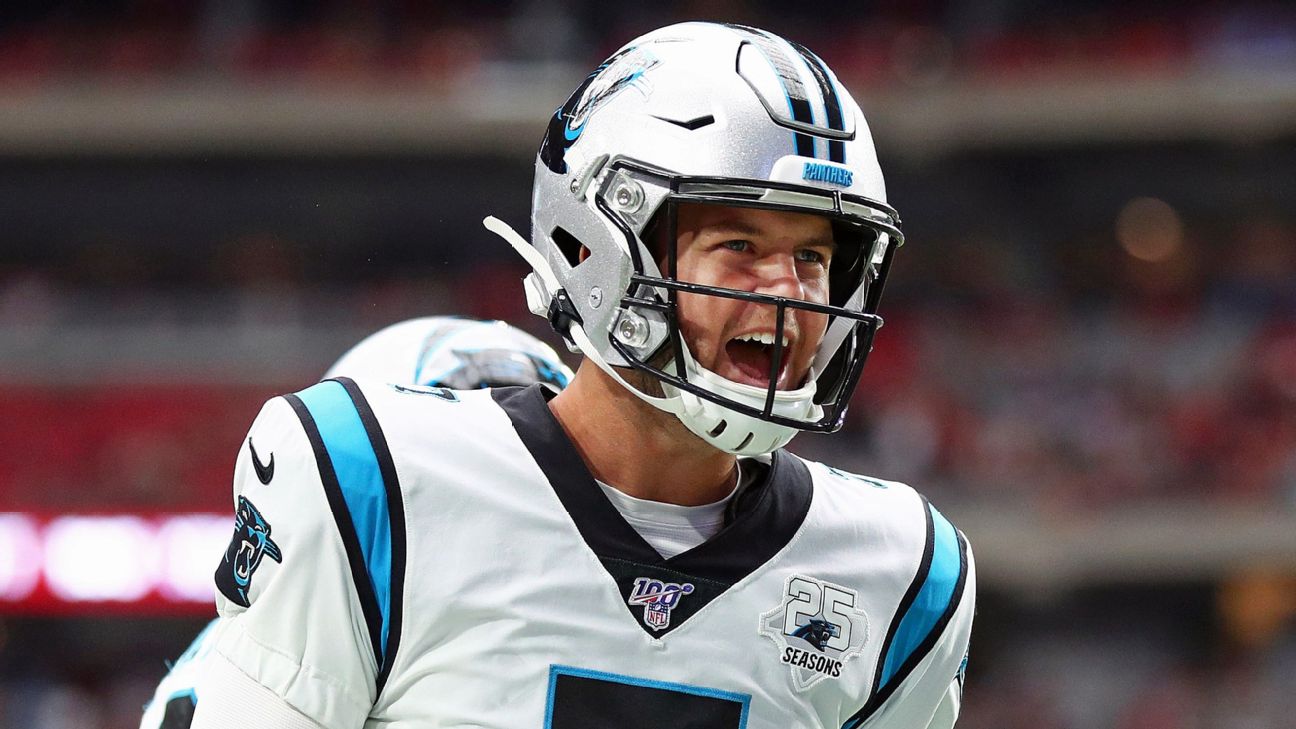 Panthers beat Texans despite three fumbles by Kyle Allen