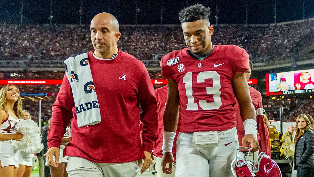 Tua looking like “Alabama Tua” with that red practice jersey 