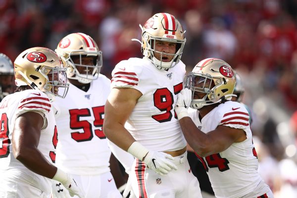 49ers DE Bosa gets carted off with leg injury