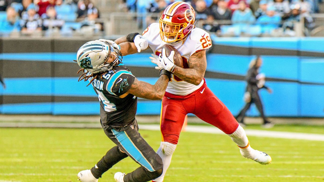 Guice, Peterson run over Panthers, Redskins win 29-21