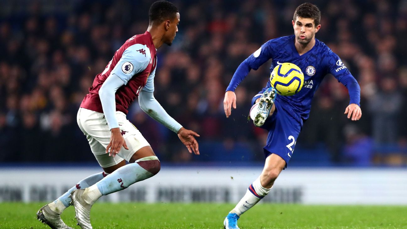 Christian Pulisic makes a move in Chelsea's Premier League match against West Ham. Christian Pulisic makes a move in Chelsea's Premier League match against West Ham.