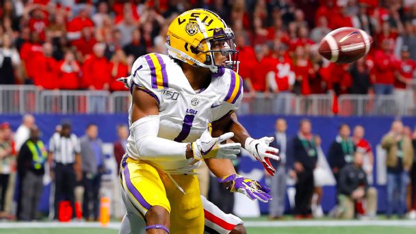 LSU's Ja'Marr Chase caught 20 touchdown passes from Joe Burrow in 2019.