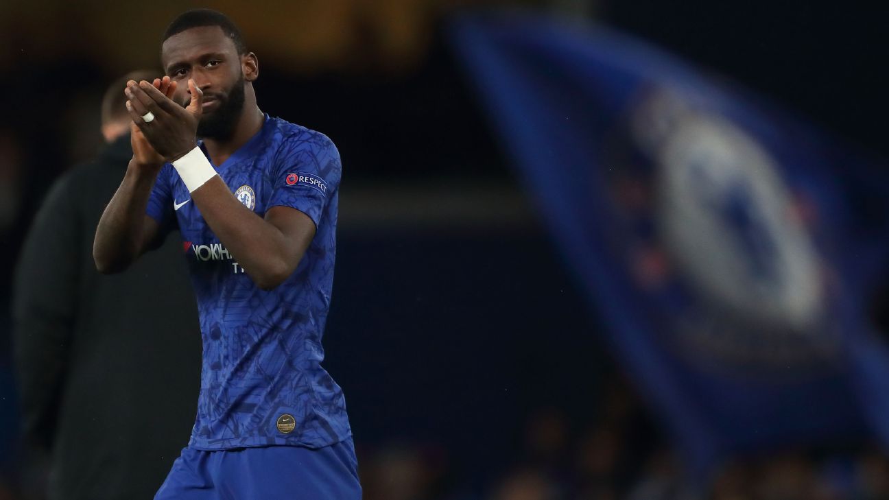 Antonio Rudiger applauds supporters following Chelsea's Champions League win over Lille. Antonio Rudiger applauds supporters following Chelsea's Champions League win over Lille.