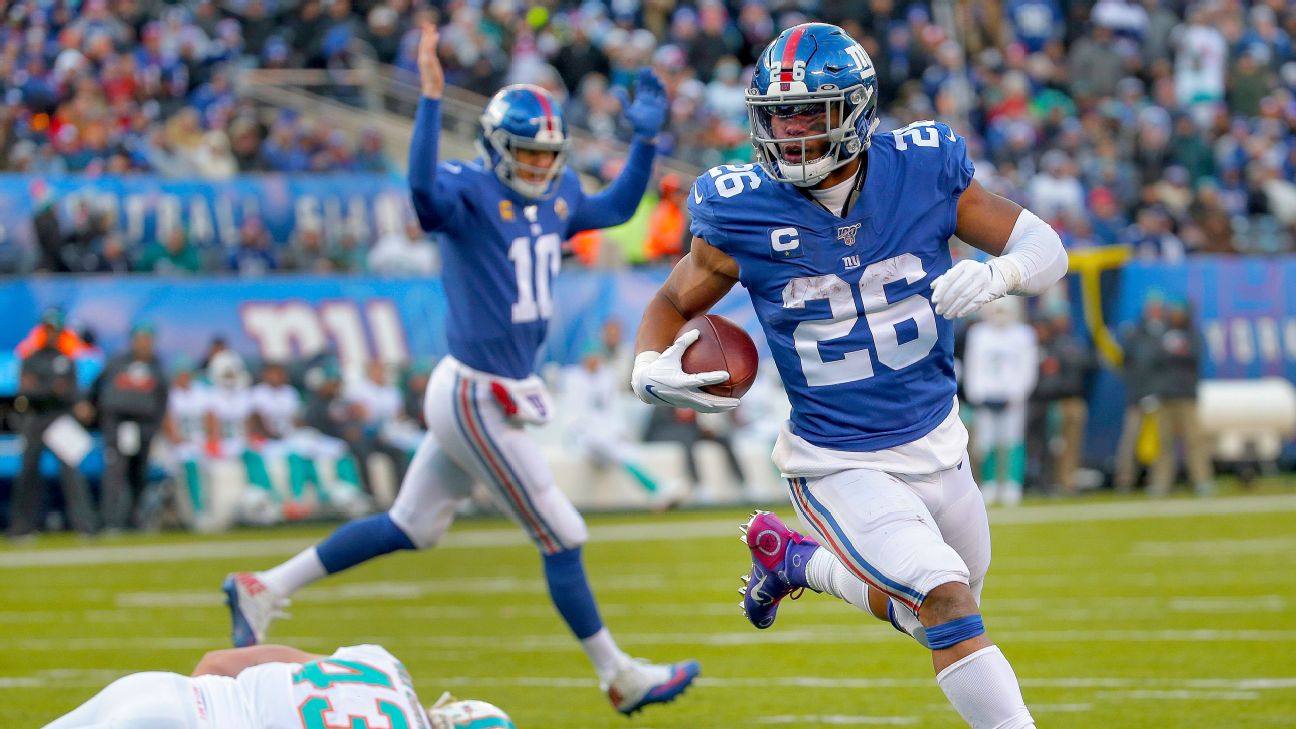 Saquon Barkley New York Giants v Miami Dolphins New Jersey 2019