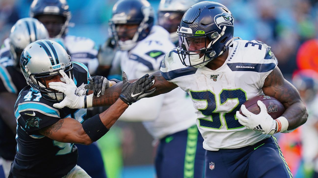 Seahawks RB Chris Carson doesn't practice Wednesday while team